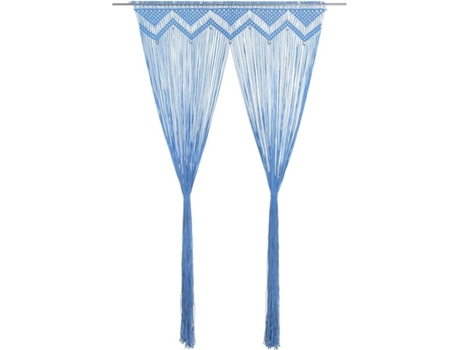 vidaXL Cortina de macramé algodón azul 140x240 cm