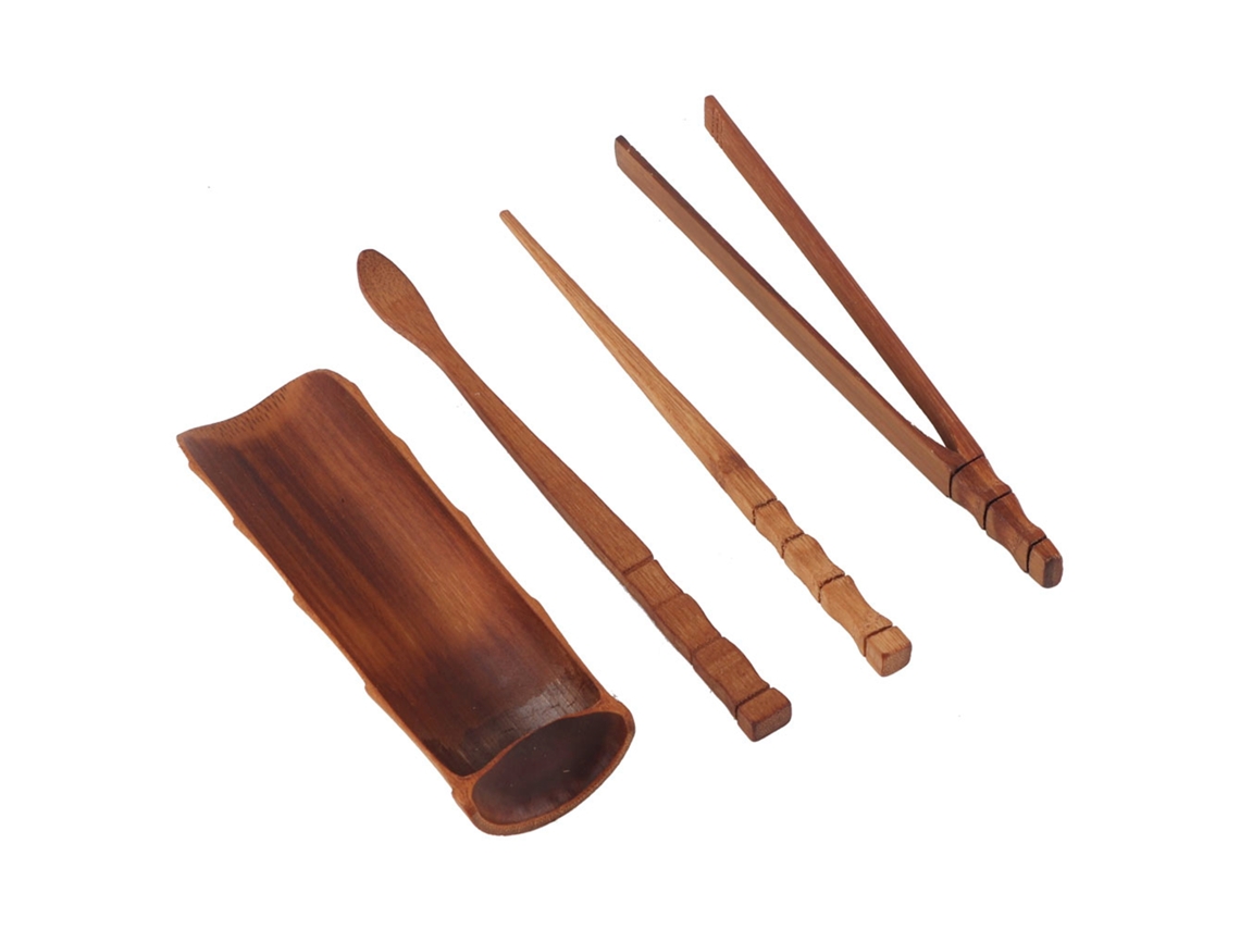 4 Piezas Juego De Té De Bambú Natural Herramientas Clásicas Chinas Accesorios Para Ceremonia De Té