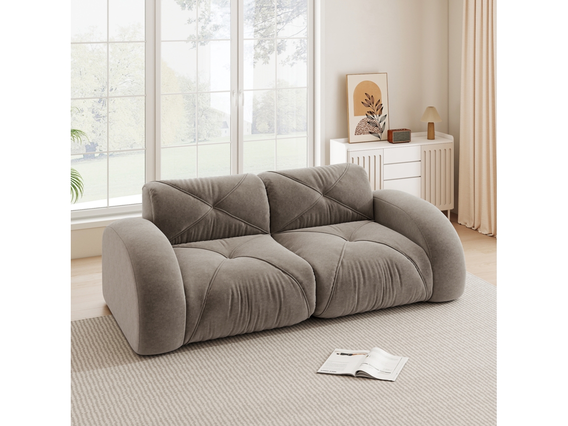 Sofá Modular 2 Lugares Sem Estrutura Em Chenille Com Espuma 32d, Marrom
