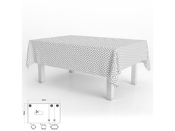 Mantel Hule Rectangular Rombos Grises Impermeable Antimanchas PVC 140x250 cm  Recortable Uso Interior y Exterior ORYX