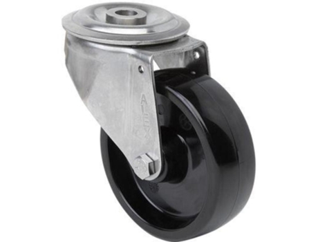 Rueda giratora agujero m12 inox.20zvli100-tt resina negra eje liso ALEX