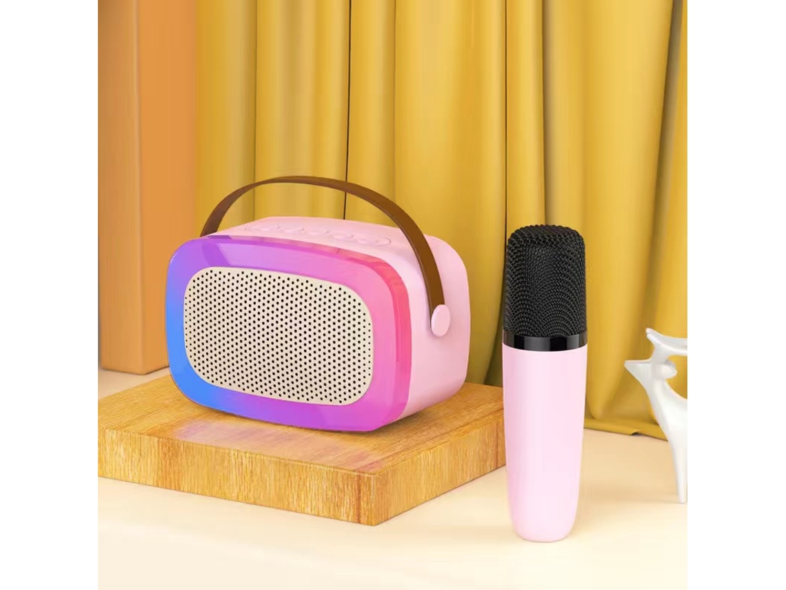 Micrófonos semi-inalámbricos profesionales con altavoz Bluetooth para juegos KTV y Koraoke - Rosa