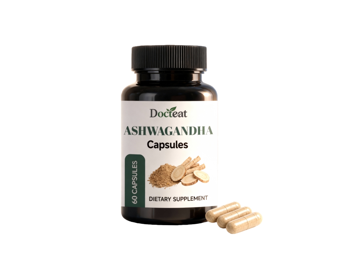 Cápsulas nutricionales de ashwagandha para uso oral.