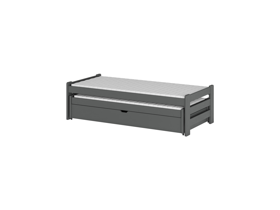 Cama Infantil FURNLUX Anis (Grafito, Madera Maciza - 98X198X52 Cm / 90X190 Cm)