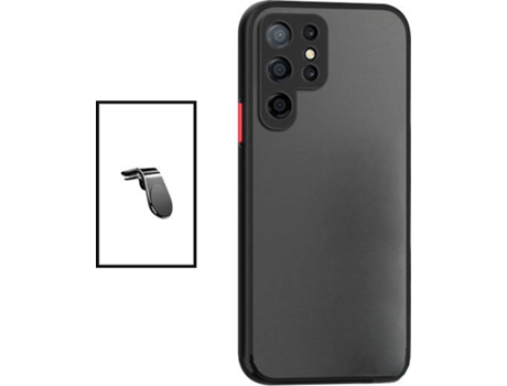 Kit Carcasa Trasera Protección Cámara + Soporte de Auto Samsung Galaxy S22 Ultra 5G GIFT4ME Negro