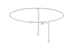 Pulsera De Tobillo De Plata 925 Para Mujeres, Doble Capa Con Mariposa Y Corazón Ajustable Hipoalergénica