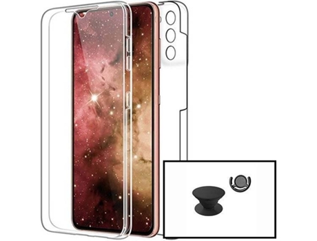 Carcasa + GripHolder + Soporte Samsung Galaxy A52 PHONECARE 360° Impact Protection Transparente, Negro
