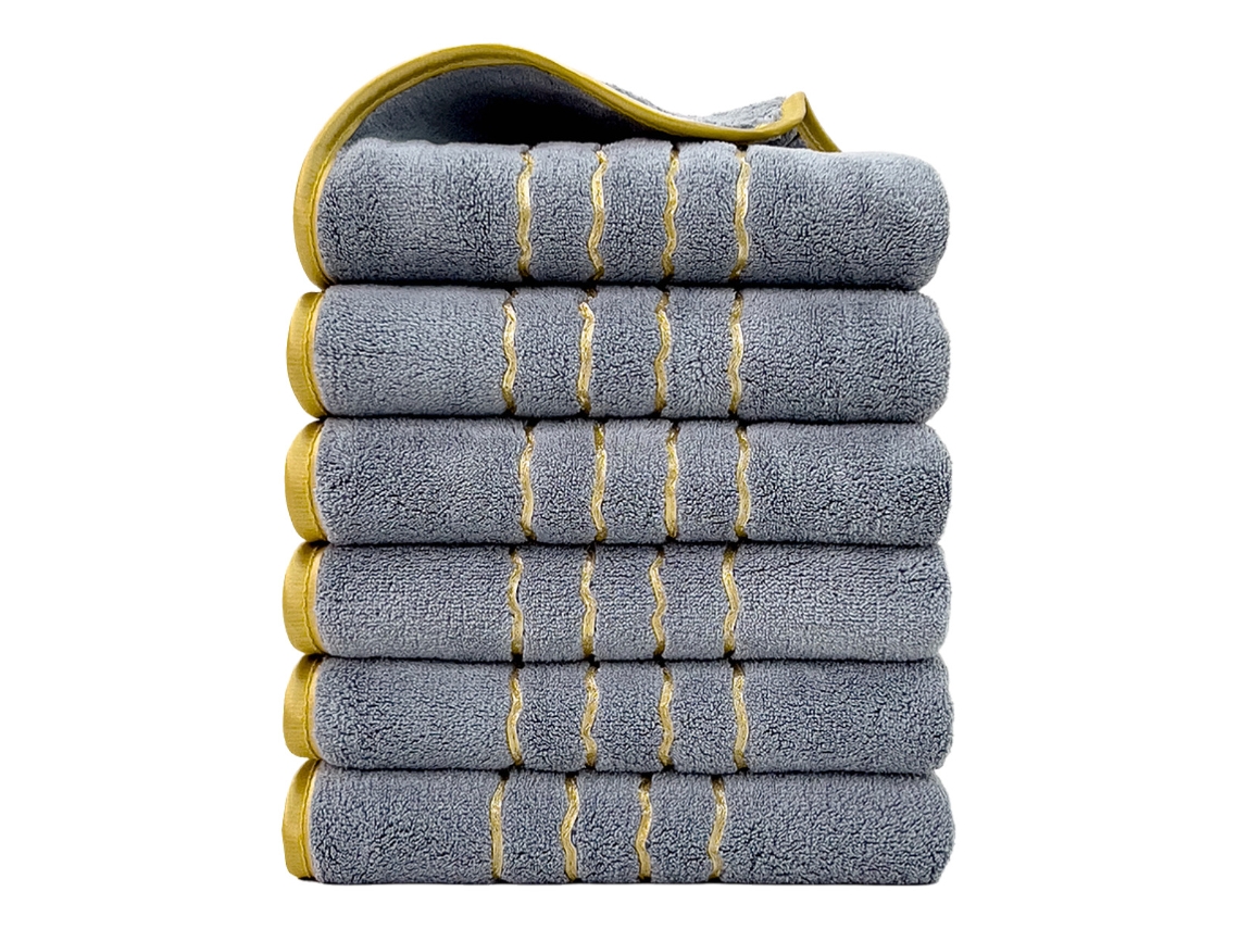 Toallas De Forro Polar Coral, Paquete De 6, Tamaño 34*74 Cm, Suaves Y Absorbentes (gris) Czhhmart