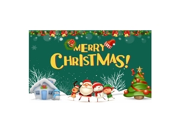 Panel decorativo navideño, fondo rojo con Papá Noel y árbol de Navidad. TRUYUETY