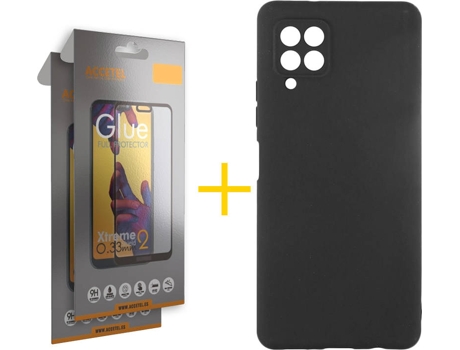 Kit Funda + Protector de Pantalla Samsung A12 5G ACCETEL Cristal Templado 4225 Negro