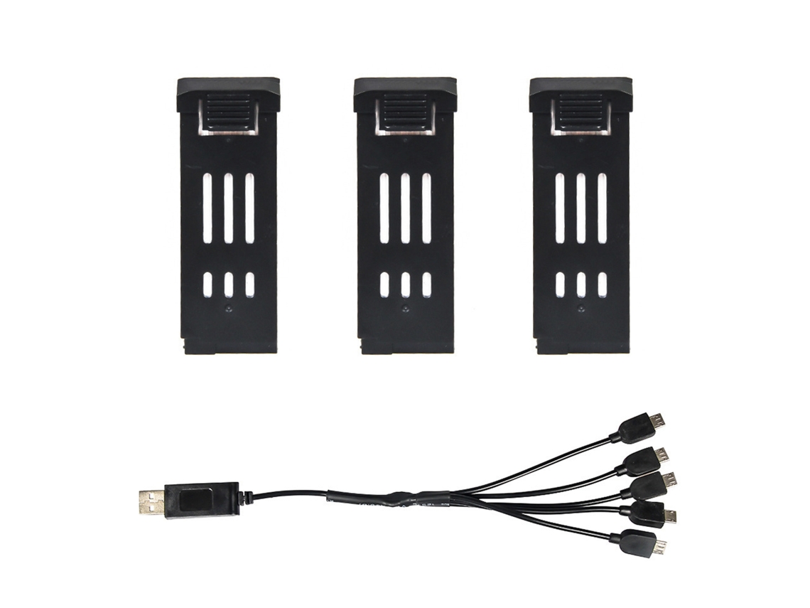 Paquete De Baterías Para Dron E58, 3 Unidades De 1200 Mah Con Cable De Carga, 5 En 1. Accesorios De Repuesto.
