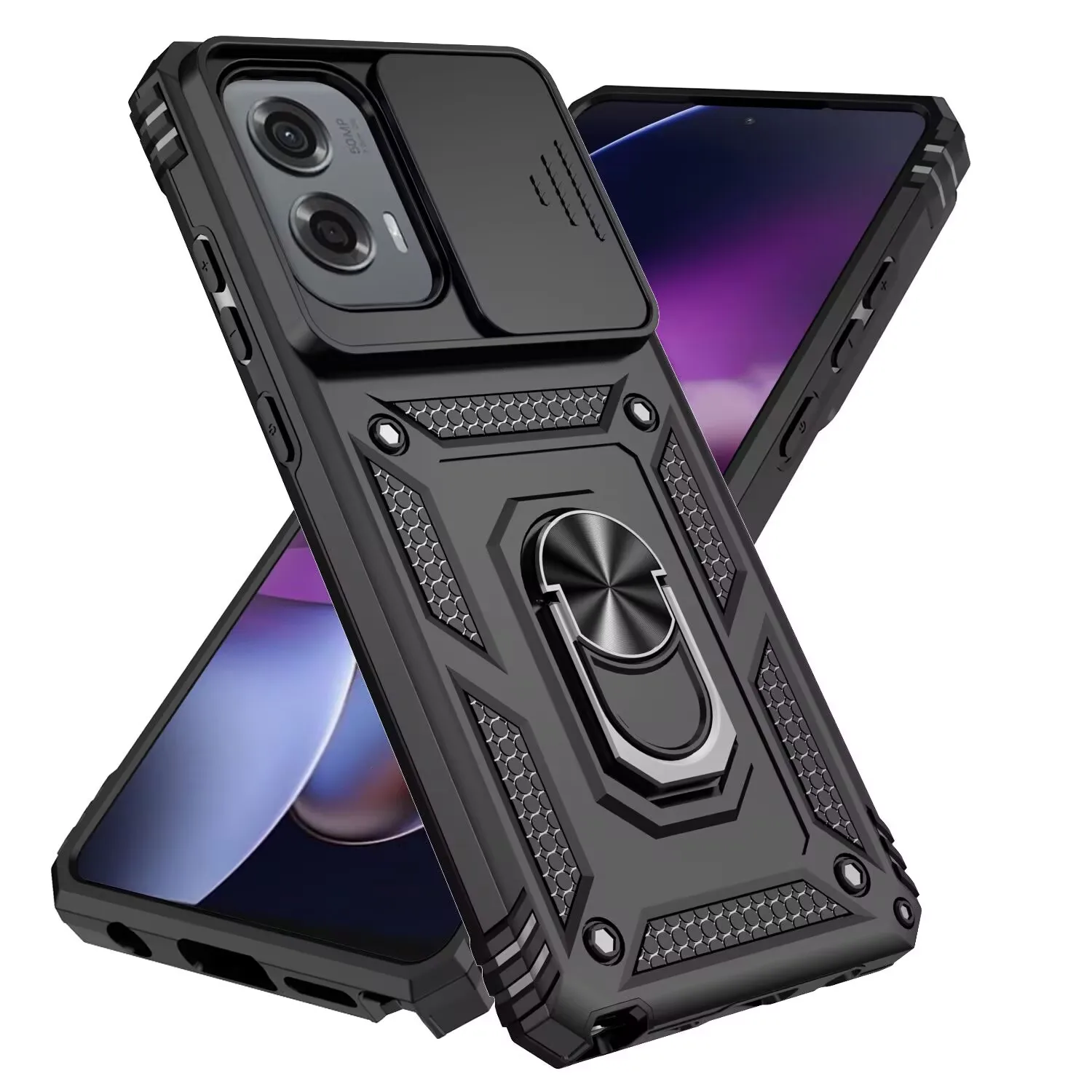 (negro, Motorola Moto G Power 5g) Funda Protectora Con Soporte Magnético, Adecuada Para La Serie Motorola.