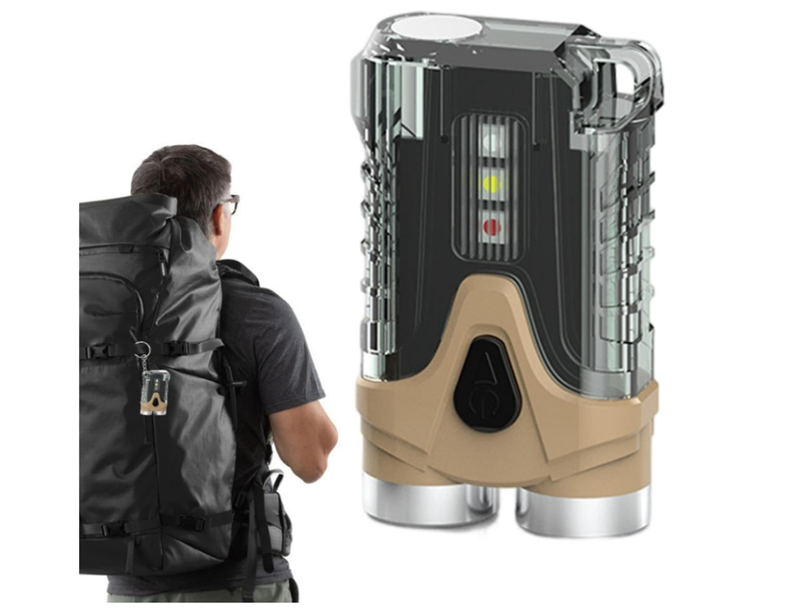 Luz de llavero LED - Mini luz de flash LED portátil recargable de bolsillo - Pequeños lúmenes de mano tácticos con cola magnética (negro) YIZHOOD