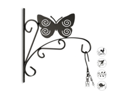 Relaxdays Gancho Para Macetas Mariposa, Gancho De Pared Para Cestos, Decoración De Jardín, Metal, 30 X 28 X 2 Cm, Negro