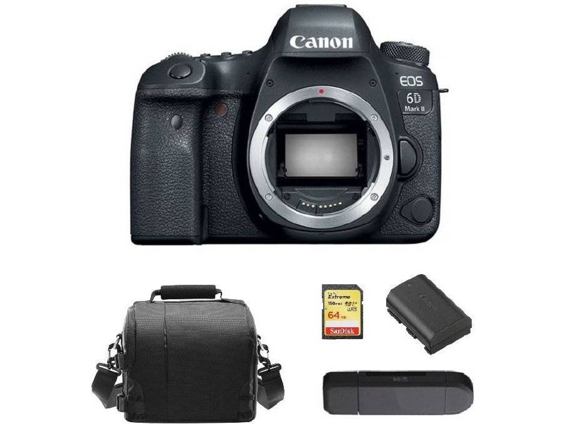 Cámara Reflex CANON EOS 6D II + Tarjeta SD 64GB + Bolsa + Batería LP-E6N + Lector de Tarjetas SD (Full Frame)
