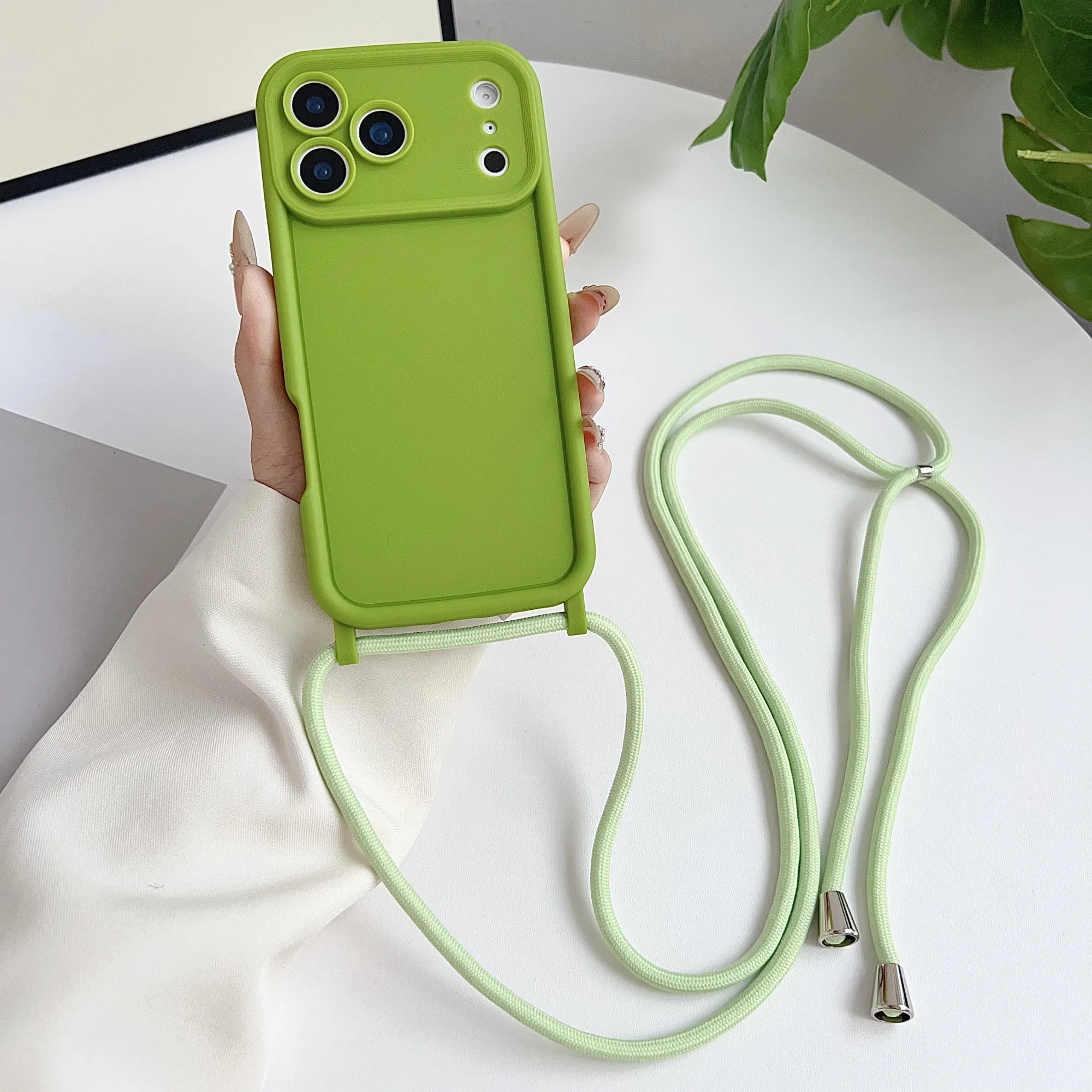 (iphone 15 Plus Verde Claro) Funda Para Teléfono Con Correa Cruzada, Protege La Cámara, A Prueba De Golpes.