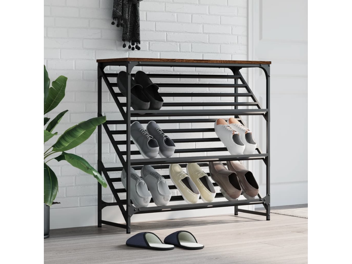 Mueble Zapatero | Zapatero Madera De Ingeniería Marrón Roble 90x30x85 Cm