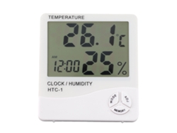 Medidor Electrónico De Temperatura Y Humedad Con Reloj Digital Para Uso En Interiores.