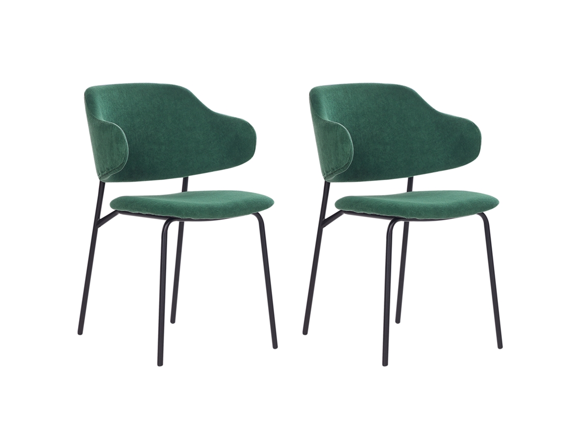 Conjunto de 2 cadeiras de refeição sem braços BELIANI Kenai de Poliéster Verde 46x58x82