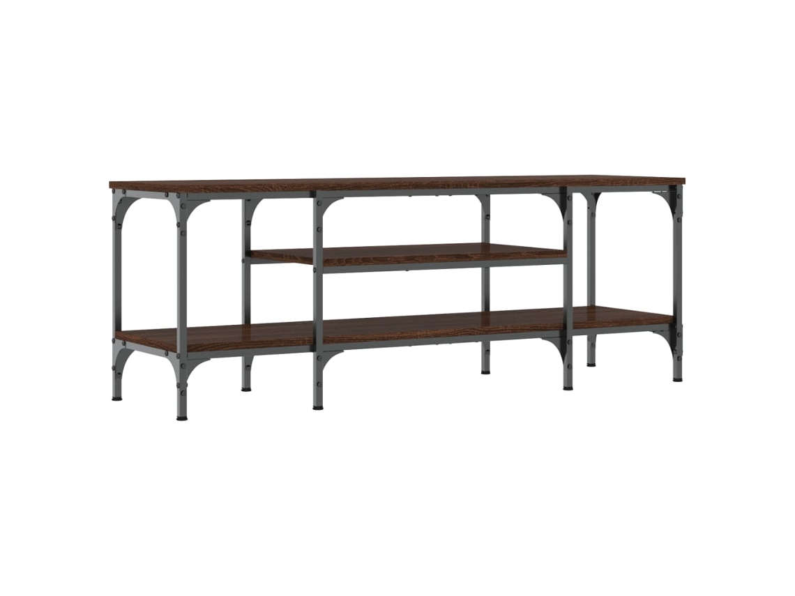 Maison Exclusive - Mueble Tv Madera Ingeniería Y Hierro Marrón Roble 121x35x45 Cm
