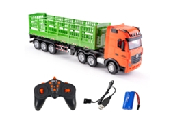 Camión de transporte teledirigido, escala 1:18 con luces y sonidos, juguete de construcción eléctrico para niños.
