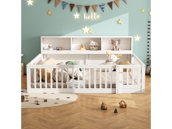 Cama Diurna 140x200 Cm, Almacenamiento Lateral, Barandilla, Base De Listones De Pino Macizo, Fácil Montaje Para Niño, Blanca