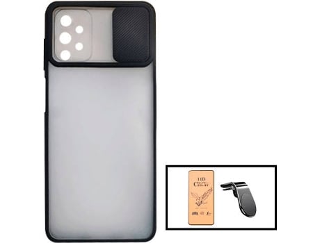 Kit Carcasa + Protector de Pantalla + Soporte Magnético L Galaxy A52 5G G4M Negro