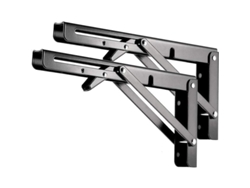 Soporte plegable de acero inoxidable resistente para estantes de mesa, banco o pared. Capacidad de carga: 150 libras.