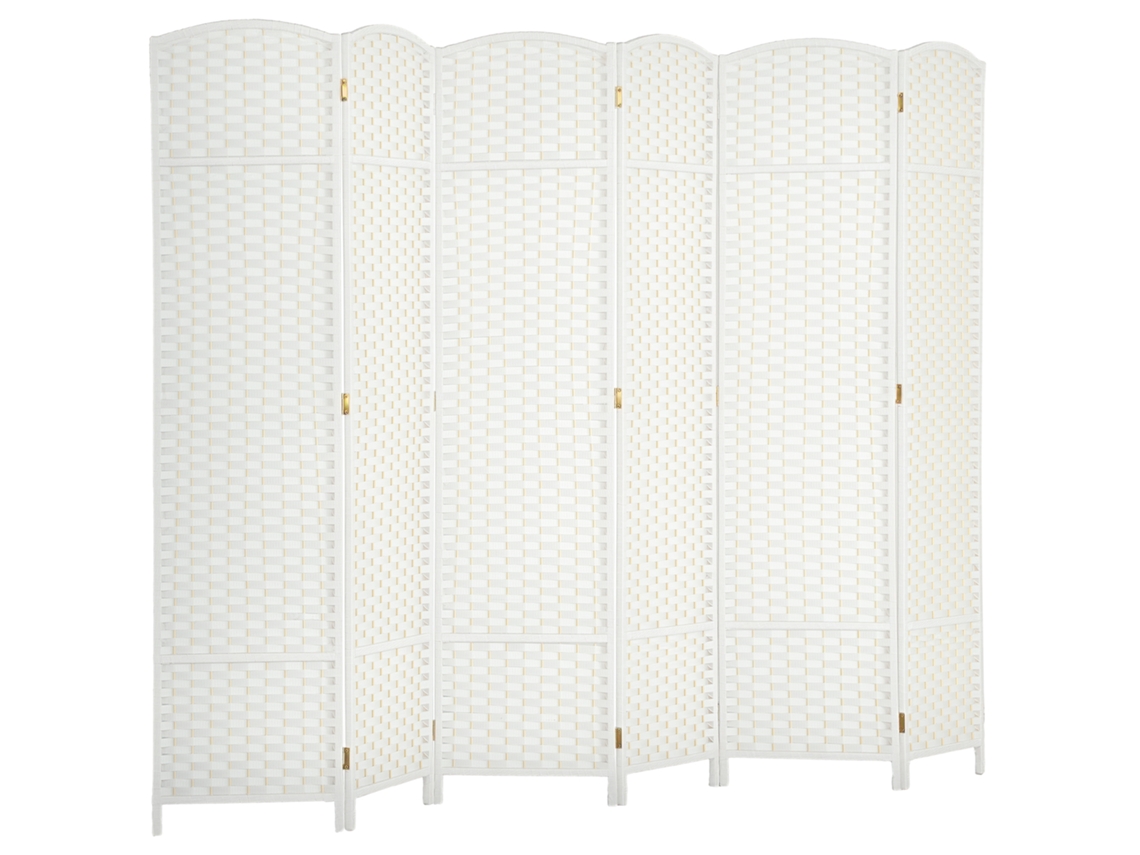 Separador De Ambientes De 6 Paneles, 240x170cm, Blanco.
