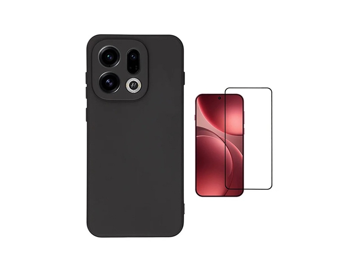 Kit Vidro Temperado Capa Silicone Líquido Phonecare Para Oppo Find X9 - Preto