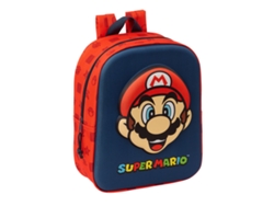 Mochila escolar Super Mario roja y azul marino 22 x 27 x 10 cm