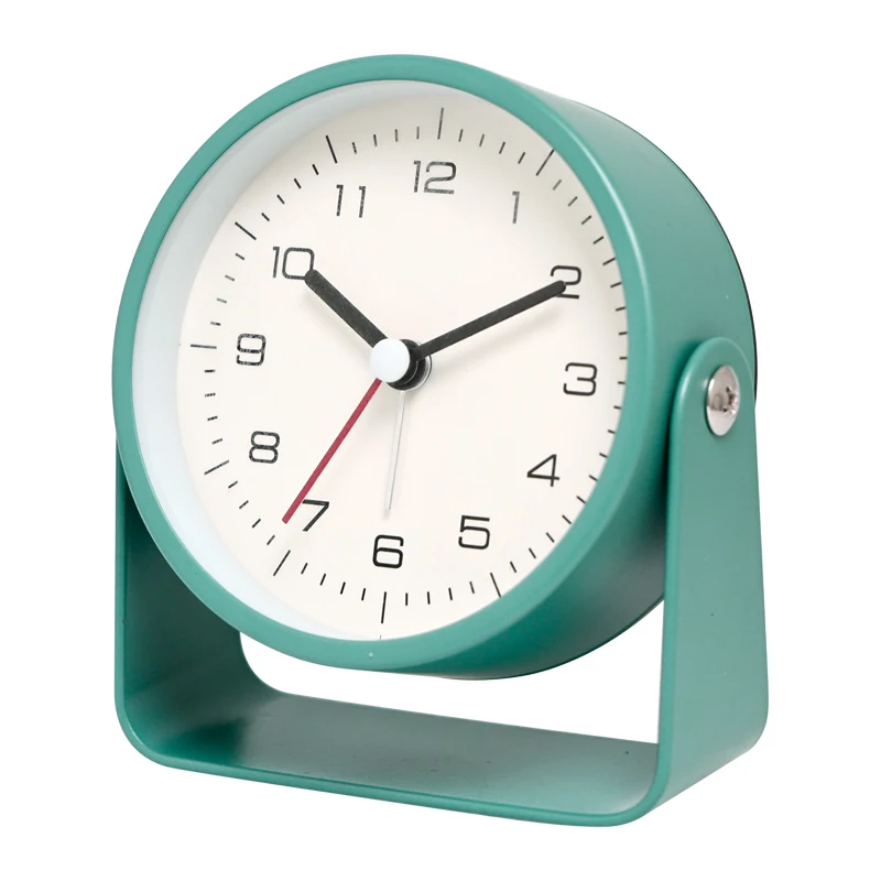 (verde) 1 Reloj despertador de metal creativo, reloj de cuarzo sencillo