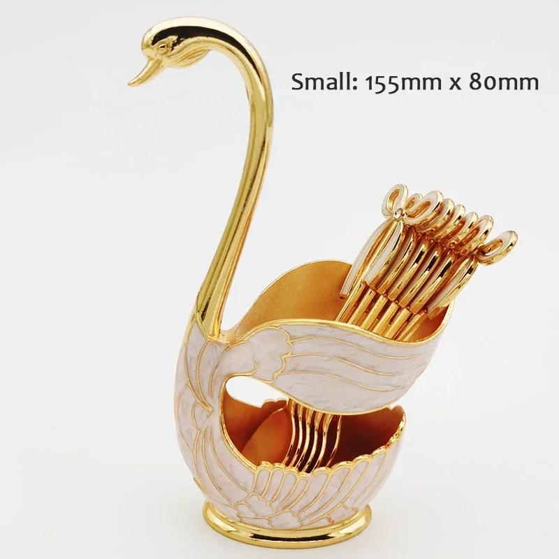 (rosa, 6 Cucharas) Cubiertos Con Forma De Cisne, Almacenamiento De Cubiertos De Lujo, Decoración De Cocina Con Estilo.