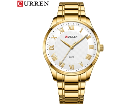Relojes para Hombre con Reloj Informal Impermeable de Acero Inoxidable y Metal, Reloj con Fecha en las Manos para Hombre-Concha Dorada Blanca LUUCOZK