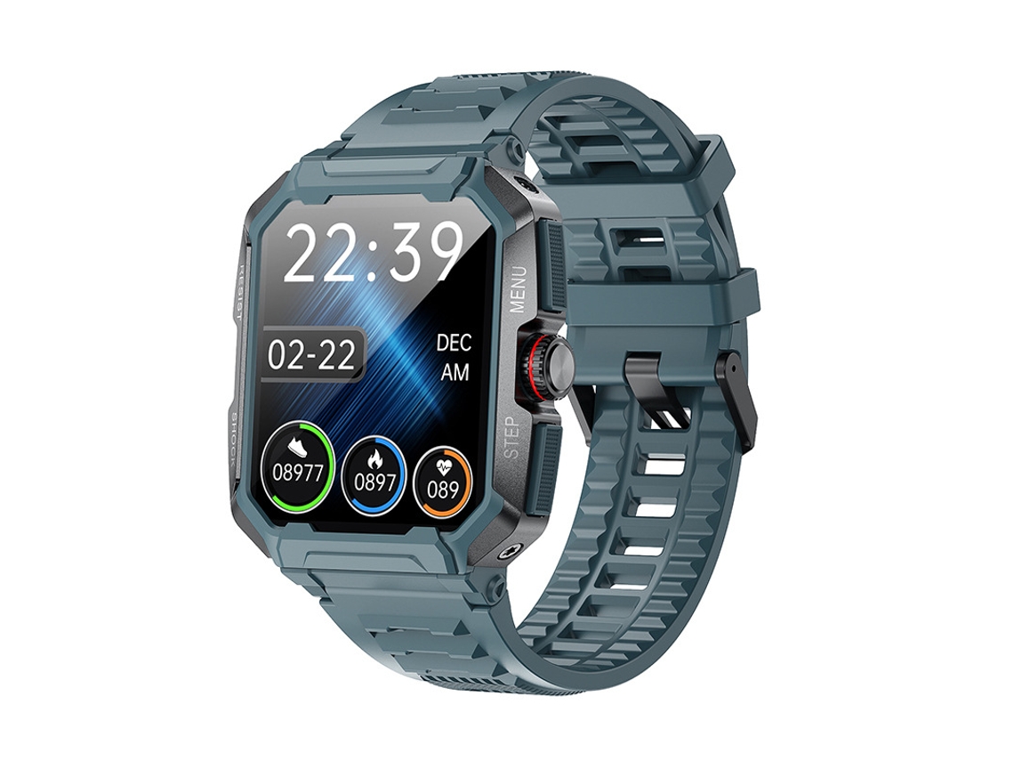 Smartwatch YIZHOOD AK47 1.85 inch Llamada Bluetooth IP68 Impermeable Monitor de Salud 100+ Modos Deportivos 400mAh (Android e IOS - Azul)