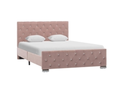 Estructura De Cama Sin Colchón Terciopelo Rosa 120x200 Cm