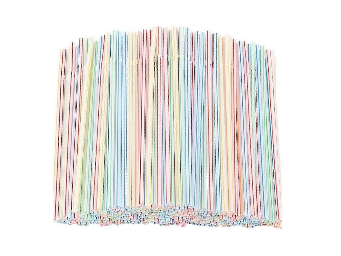 Pajitas de plástico plegables de 500 piezas, a rayas multicolor, Rosewell