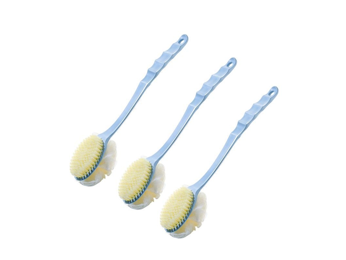 Dan26-3 Pack Cepillos De Ducha Para Espalda De Doble Lado Con Mango Largo Húmedo O Seco