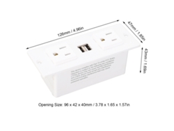 Omni-tira De Alimentación Empotrada Con 2 Tomacorrientes Ac Y 2 Puertos Usb Para Muebles Y Escritorios Cable 1.5m