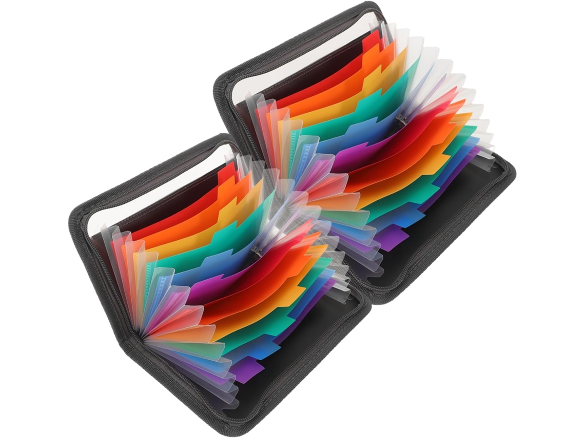 Carpeta de acordeón expandible con 2 compartimentos con cremallera, organizador portátil para facturas y recibos de Gokoco.