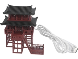Estatua De Mini Pagoda Kichouse, Figura De Pabellón Hexagonal En Miniatura Con Iluminación, Decoración De Paisaje