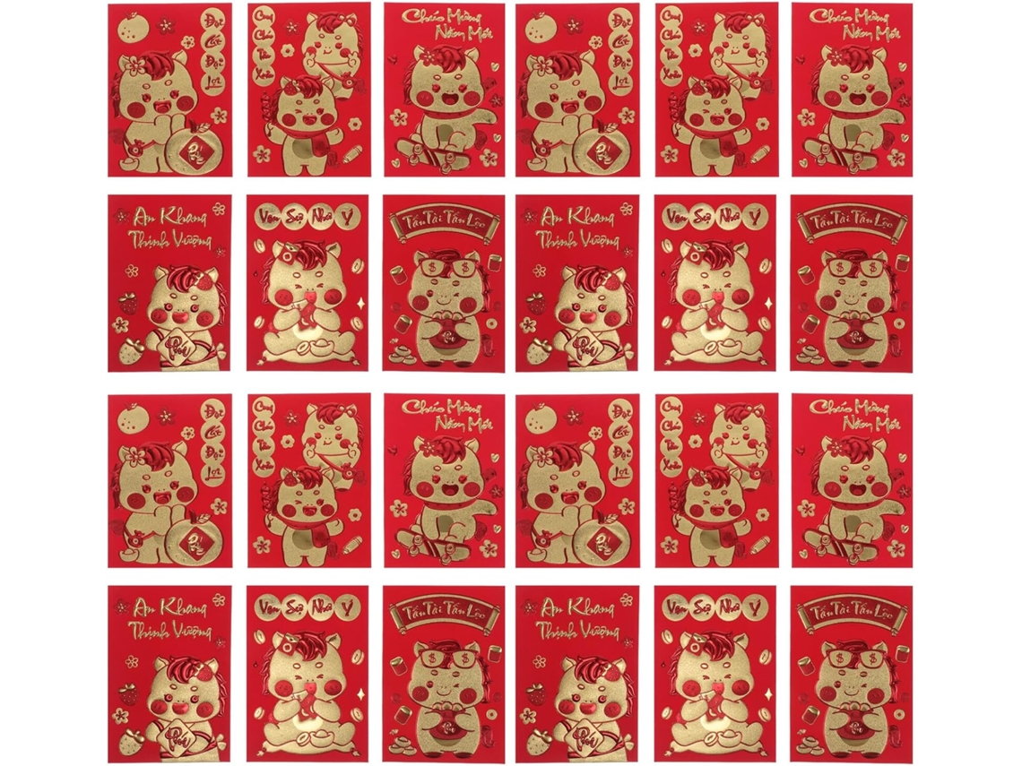 Sobres Rojos De Año Nuevo 2026, 60 Paquetes De 360 115 X 81 Cm, Diseño De Caballo, Bolsitas
