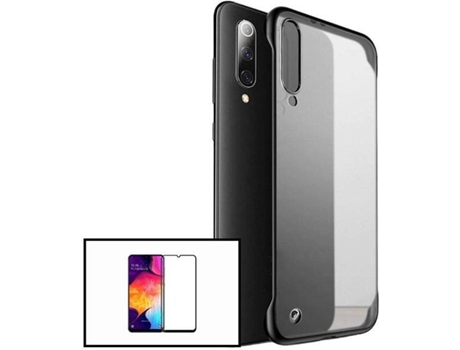 Kit Funda y Protector de Cristal Templado Samsung Galaxy A30s Naked Bumper Transparente y Negro