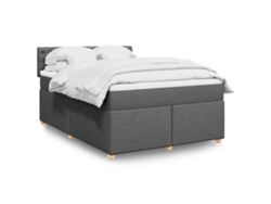 Cama Box Spring Con Colchón Tela Gris Oscuro 160x200 Cm
