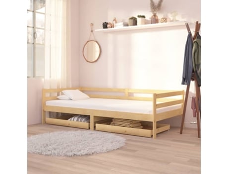 MAISON EXCLUSIVE Sofá cama con cajones madera de pino maciza 90x200 cm
