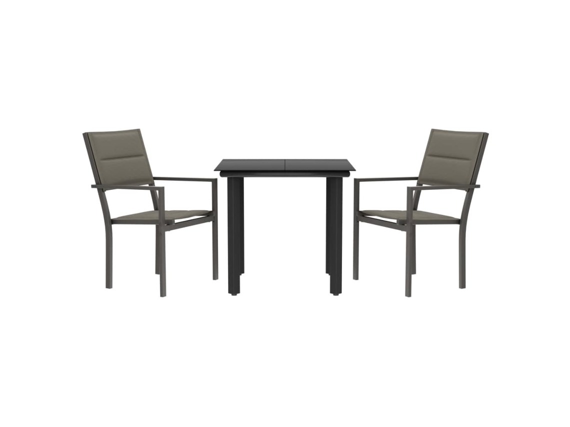Maison Exclusive - Conjunto de comedor de jardín de 3 piezas en acero y textilene, negro