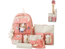 Bonita mochila escolar con 5 compartimentos de gran capacidad para estudiantes de secundaria: bolso de hombro, estuche y riñonera - Jortmrd