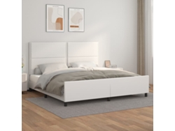 Estructura De Cama Sin Colchón Cuero Sintético Blanco 200x200cm
