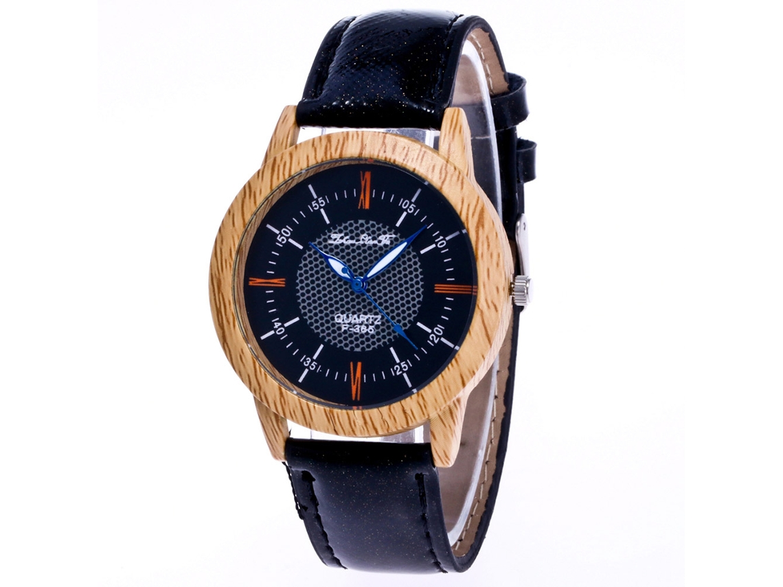 Reloj De Pulsera Digital De Madera Con Esfera Brújula Y Correa De Cuero (negro)