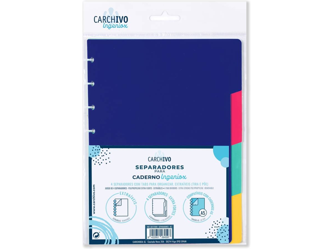 Separadores INGENIOX P/Cuaderno Pp Intense (A5 - Pautado)